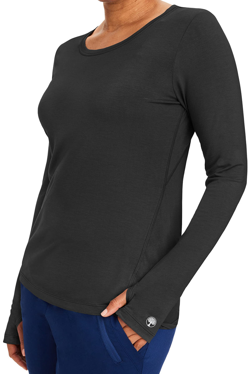 Healing Hands Mackenzie Women's Underscrub, Long Sleeve Tee with Thumbholes, Modern Fit Fabric Blend 5051 X-Large Black