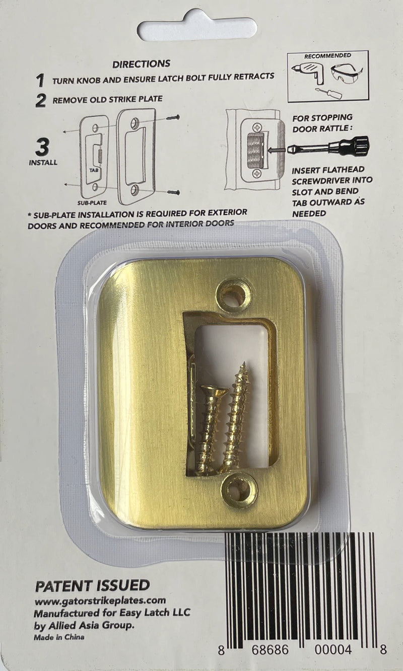 Gator Door Latch Restorer - Strike Plate (Bright Brass) Bright Brass
