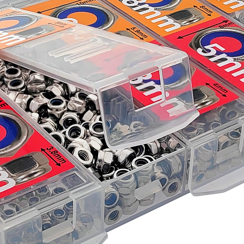EEEEE Lock Nuts Assortment 524 pcs Stainless Steel 304 Metric locknut Nylon Insert Hardware nut Lock Metric nylock nut Secure nut Steel nut Lock Nylon Bolts Nuts (Metric 524pcs) Metric 524pcs