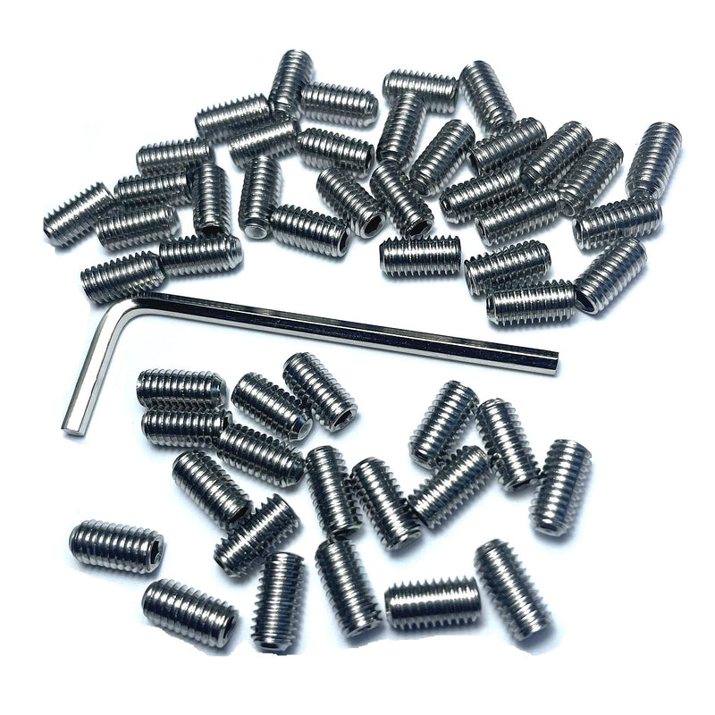 50pcs Set Screws 10-32 x 3/8 inch 304 Stainless Steel Allen Head Hex Hexagon Socket Set Screws with 3/32 Allen Wrench,Set Grub Screws Hex Allen Head Socket Set Screws.(3/8" Length)
