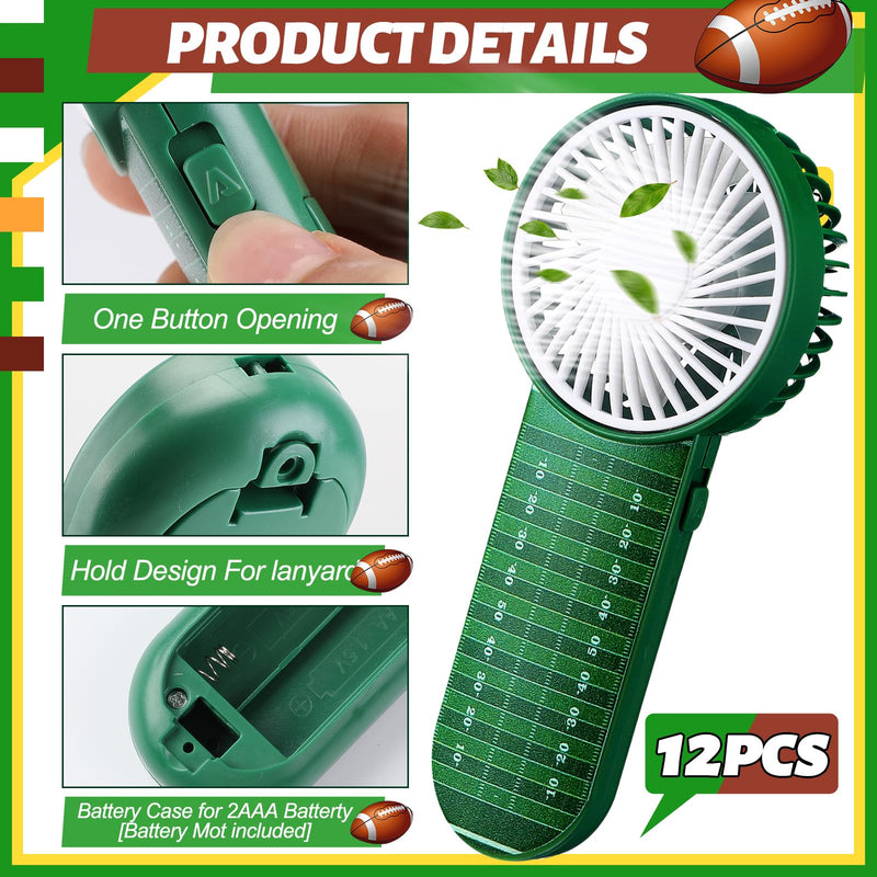 WILLBOND 12 Pcs Football Party Favors Mini Handheld Fan Bulk Small Personal Portable Fans with Lanyard for Football Goodie Bags Stuffers Team Gift Party Decorations Outdoor Sport, Battery Not Include