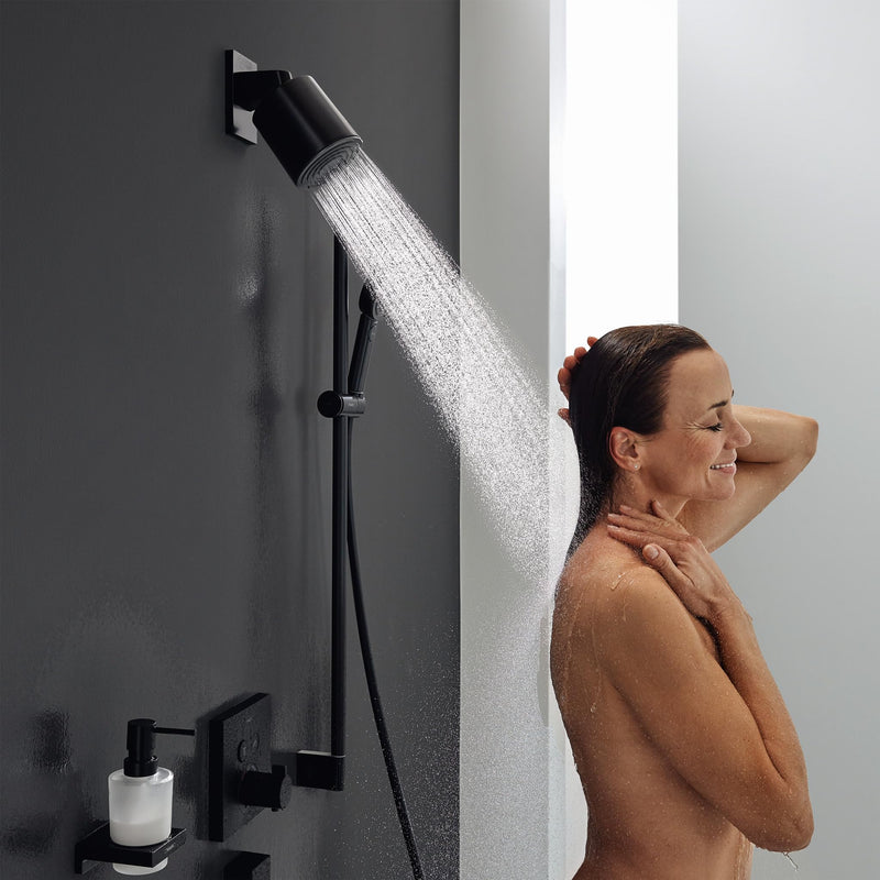 hansgrohe Pulsify S 4-inch Modern Showerhead 1-Spray PowderRain with QuickClean in Matte Black, 24131671, 2.5 GPM