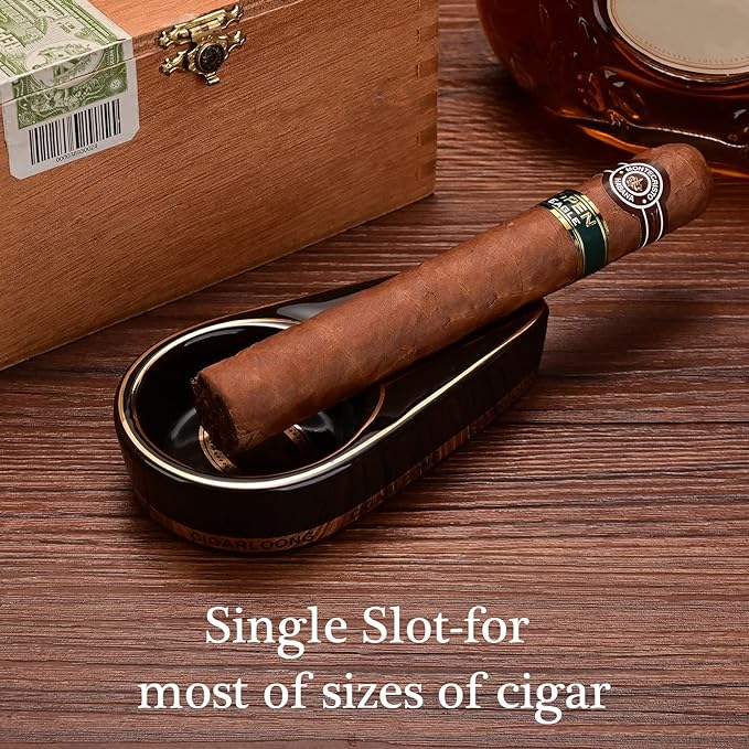 CIGARLOONG Cigar Ashtray Single Large Slot Portable Ashtray for Home and Outdoor/Tabletop/Guest Room (CLR: Black) - NewNest Australia