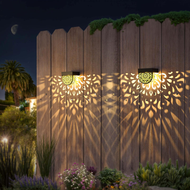 Solar Fence Lights Wall lihgts Outdoor Decorations 6 Pack Solar Step Lights Outdoor Waterproof LED Solar Powered Warm Yellow Decorative Lighting for Front Door, Backyard, Post(Black) Black