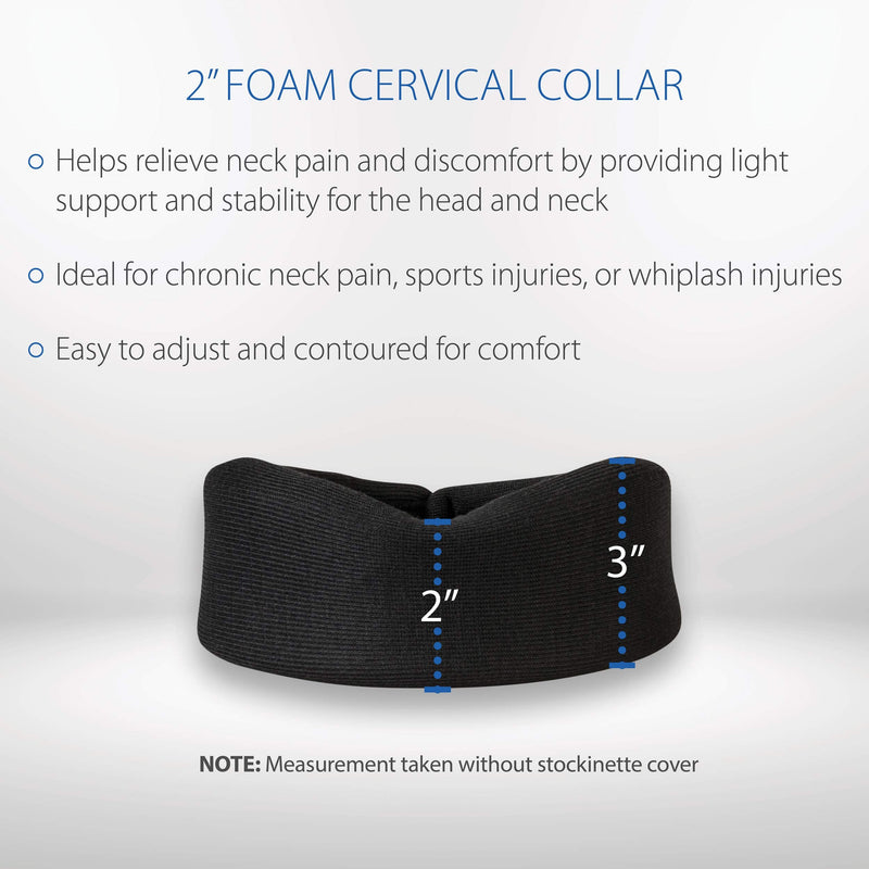 Core Products Soft Foam Cervical Collar Neck Support Brace, Helps Stabilize Vertebrae & Relieve Spinal Pressure for Men & Women - Black, Small Fits (1.8-2.2 inch) Height 2 Inch - NewNest Australia