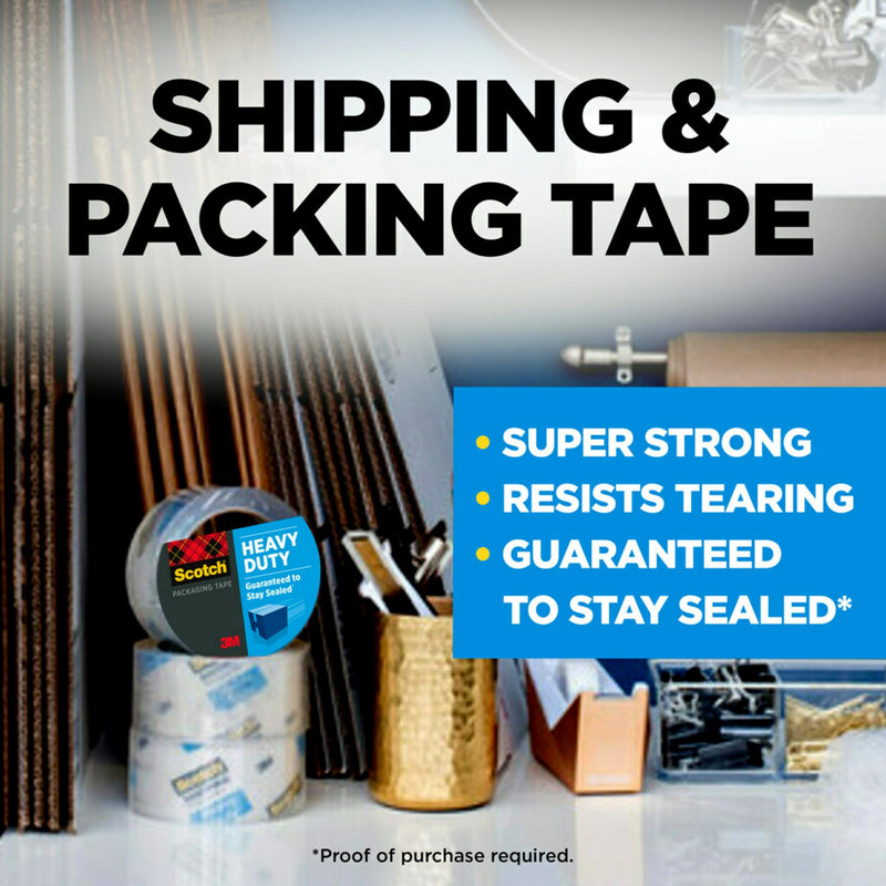 Scotch Heavy Duty Shipping Packing Tape, Clear, Shipping and Packaging Supplies, 1.88 in. x 54.6 yd., 1 Tape Roll 1 Count (Pack of 1)