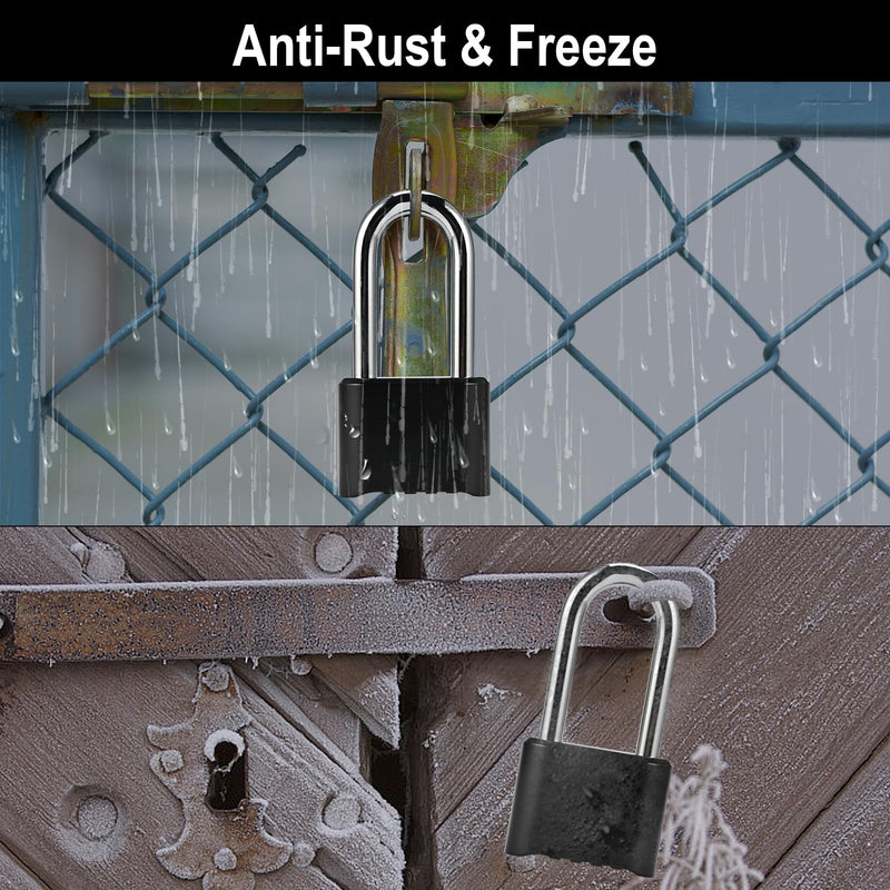 2pcs Combination Lock, 4-Digit Heavy Duty Combo Lock, Combination Padlock Outdoor Waterproof Gate Locks for Outdoor Fence, Locker, Sheds, Gym, Gate Hasps (2pcs, Long Shackle) 2pcs-Smooth