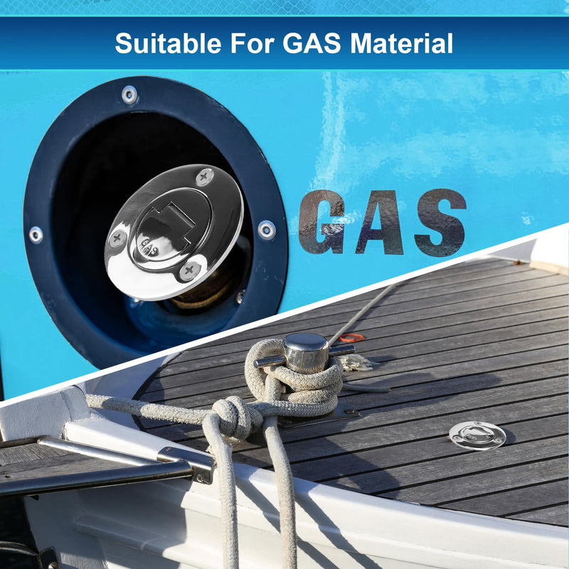 Boat Fuel Deck Fill/Filler with Keyless Cap with Screws, Marine Mirror Polished Stainless Steel Hardware Angled Neck for Boat Yacht Caravan 2inch Gas
