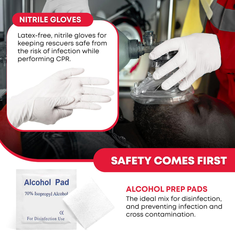 Ever Ready First Aid CPR Rescue Mask, Adult/Child Pocket Resuscitator, Hard Case with Wrist Strap, Gloves and Wipes 1