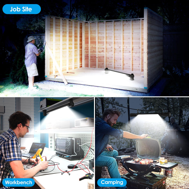 Work Light, 2500LM Ultra Bright, 5200mAh Rechargeable LED Work Lights, Magnetic Underhood Work Light Bar with Hooks, Portable Mechanic Light for Car Repairing/Inspection/Garage/Workshop/Emergency Black - NewNest Australia