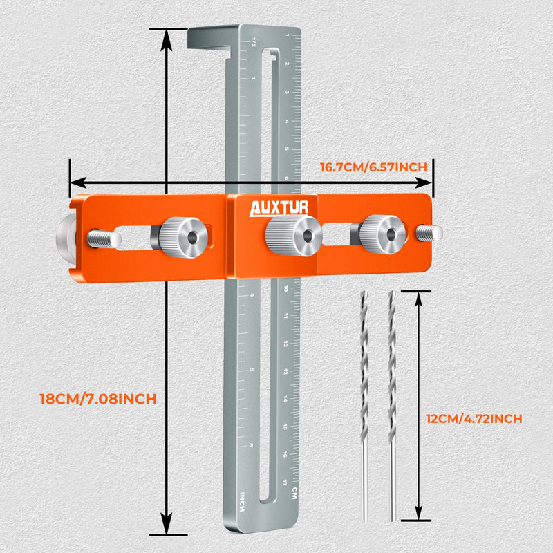 Cabinet Hardware Jig, Adjustable Cabinet Handle Template Tool with Alignment Hole, Punch Locator Drill Guide for Knobs,Handles and Pulls, Cabinet Template Tool for Drawer Cabinet Installation