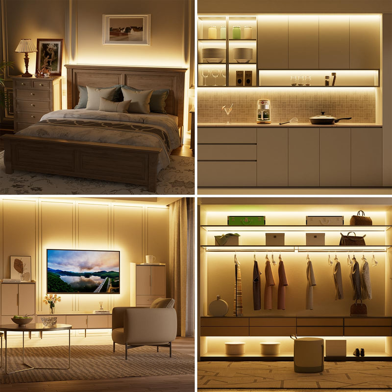 PAUTIX COB LED Strip Light 16.4ft/5m 2400LEDs Warm White 2700K,CRI93+ Super Bright High Lumen,Dimmable 24V Flexible LED Tape Light with RF Remote,24V 48W Power Supply,for Home&Office DIY Lighting 2700K-16.4ft/5m