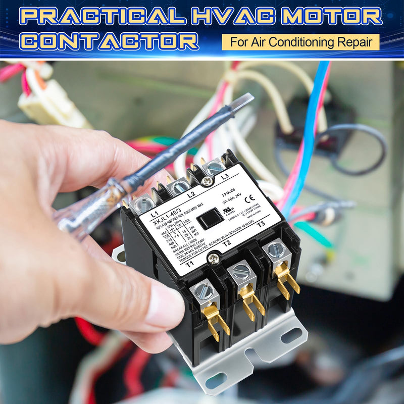 Dreyoo Carrier HVAC Motor Contactor, 3 Pole 40Amp Air Conditioner Condenser Compressor Replacement Relays Compatible with C230B, Air Conditioner, Heat Pump, Refrigeration Systems (120V) 120.0 Volts