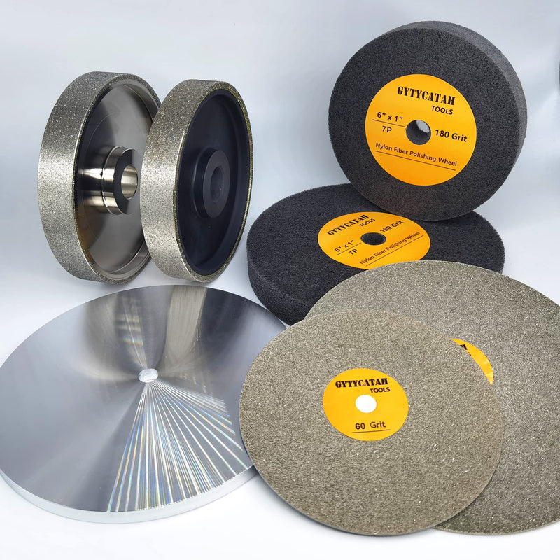 Deburring Wheel, Nylon Fiber Polishing Wheels, Abrasive Silicon Carbide Bench Buffing Grinder Wheel, Dia 6" x 1" Thickness x 5/8" Arbor, 180 Grit, 9P 6" x 1" x 5/8"