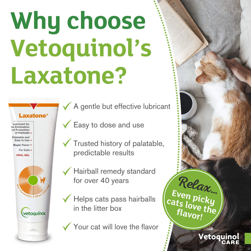 Vetoquinol Laxatone: Oral Hairball Lubricant Gel for Cats – Maple Flavored, 4.25oz 4.25 oz - PawsPlanet Australia