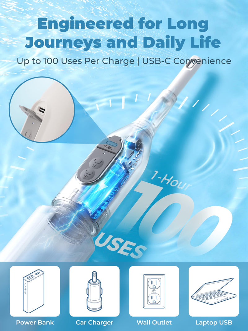 Portable Bidet for Travel, Rechargeable Electric Travel Bidet with Dual Spray Modes, 360°Adjustable Nozzle, High Pressure Cleaning, USB-C Charging, IPX7 Waterproof for Camping Postpartum Hygiene White