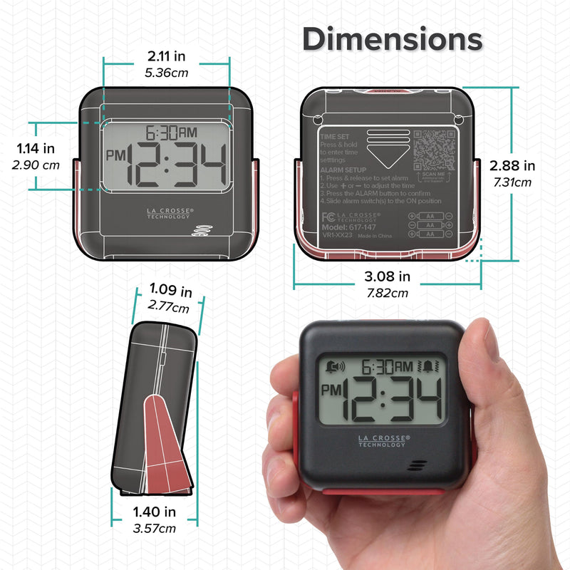La Crosse Technology 617-147 Buzz Digital Alarm Clock with Vibration and Loud Sound