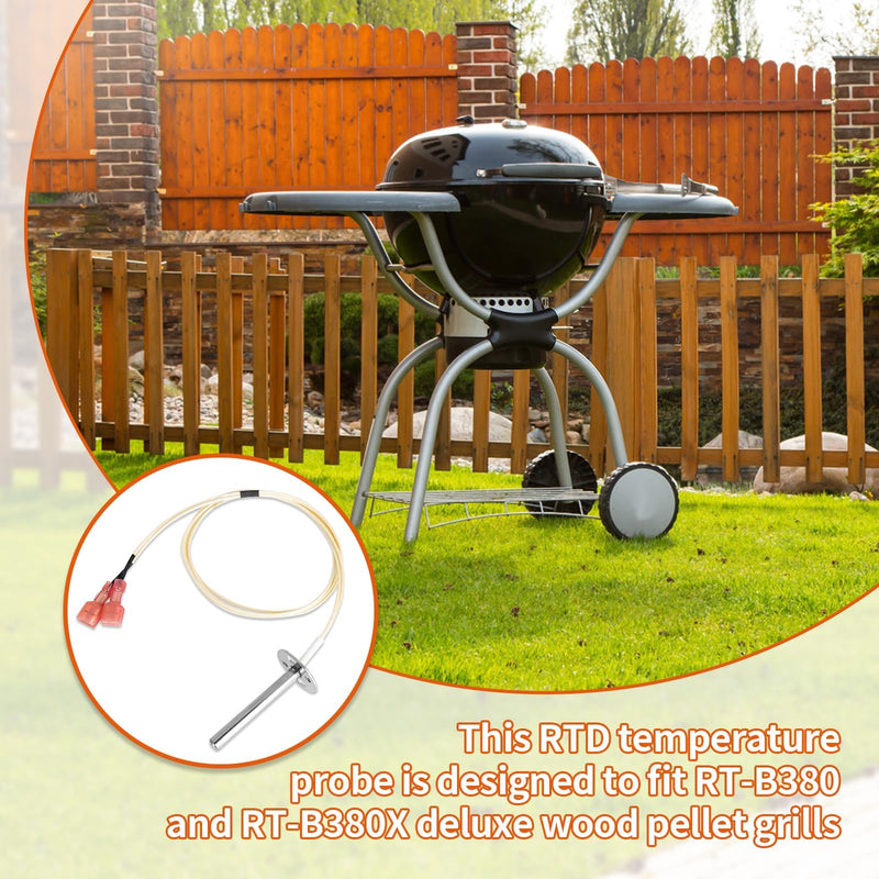 RTD Temperature Probe Sensor Compatible with Recteq Bullseye 380, RT-B380, RT-B380X, Wood Pellet Grills Stainless Steel Temperature Sensor Replacement