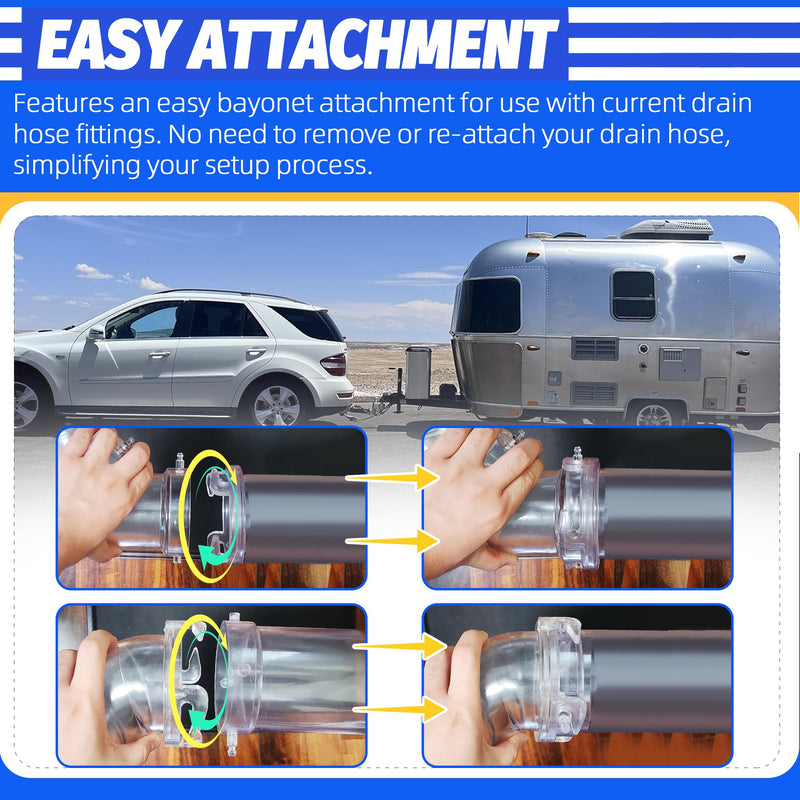 90° Clearview RV Sewer Hose Adapter with 3" Bay Lug - Durable, Leak-Proof Connection 90°