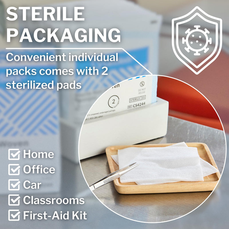Gauze Sponge 4x4 [50 Count] Sterile Gauze Pads, 4-Ply, Medical Grade Cotton Wound Dressing for First Aid Kit – 2 Per Pouch, 25 Packs