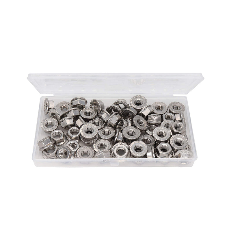 cSeao 60pcs M8 x 1.25mm Serrated Flange Nuts 304 Stainelss Steel Flange Lock Nuts M8 60pcs