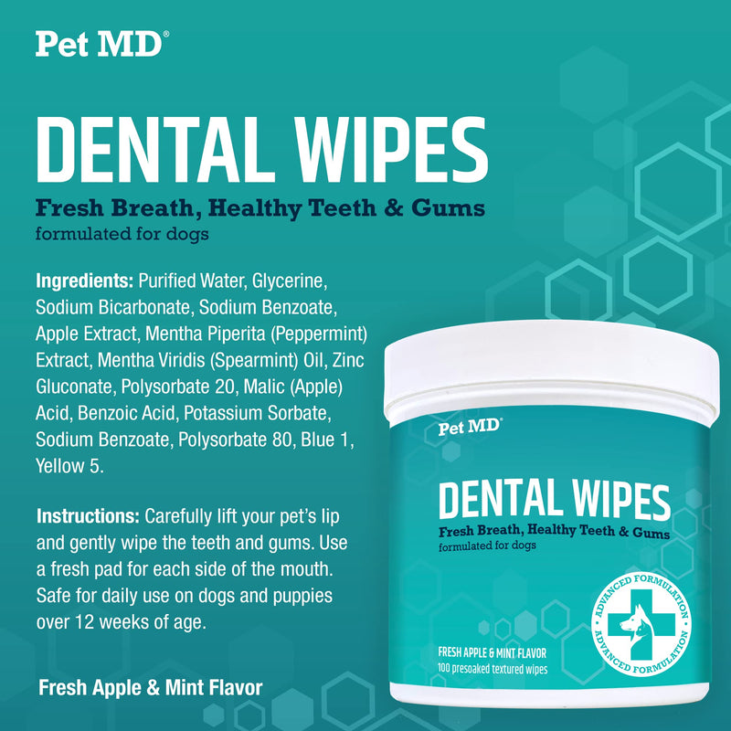 Pet MD Proden PlaqueOff & Dental Wipes for Dogs - PawsPlanet Australia