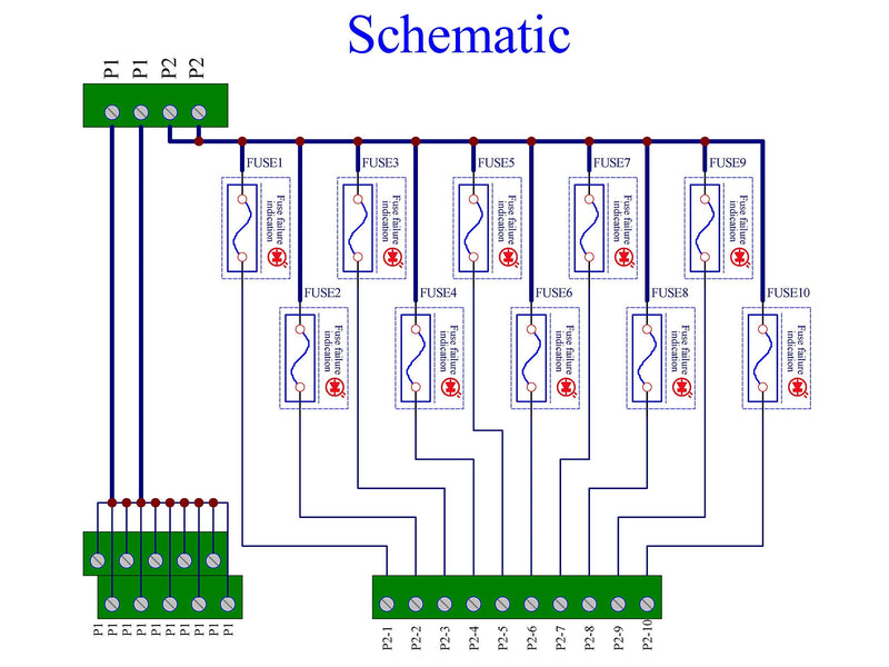 Screw Mount 10 Position Power Distribution Fuse Module Board, for 5 to 32V