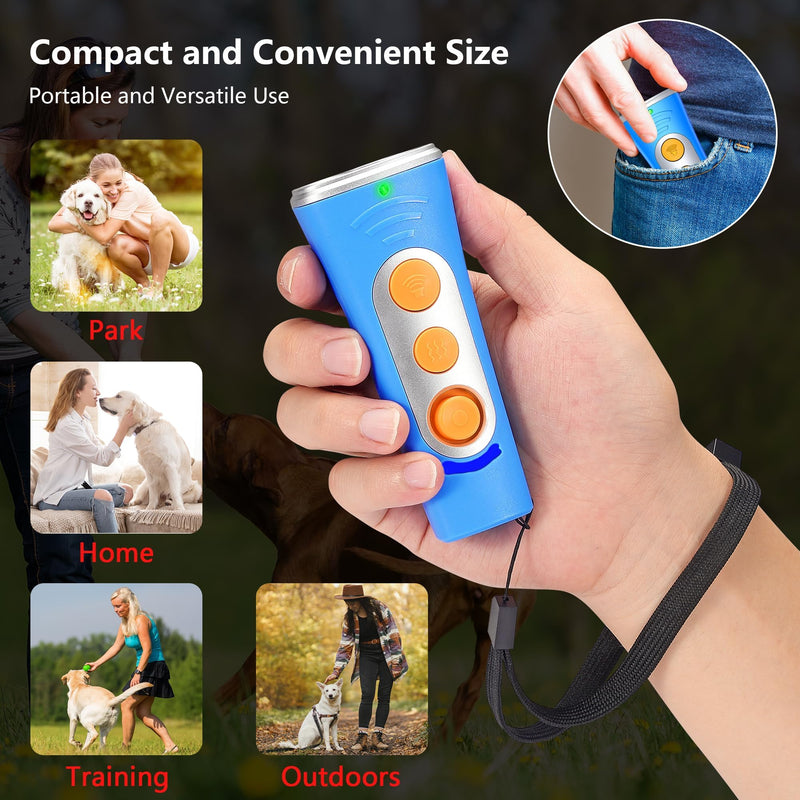 BONSO 2026 New Dog Bark Deterrent Device, 50ft Long-Range Ultrasonic Barking Control Device - Effective Anti-Barking Device to End Bad Behavior, Alternative to Shock Collars(Blue)