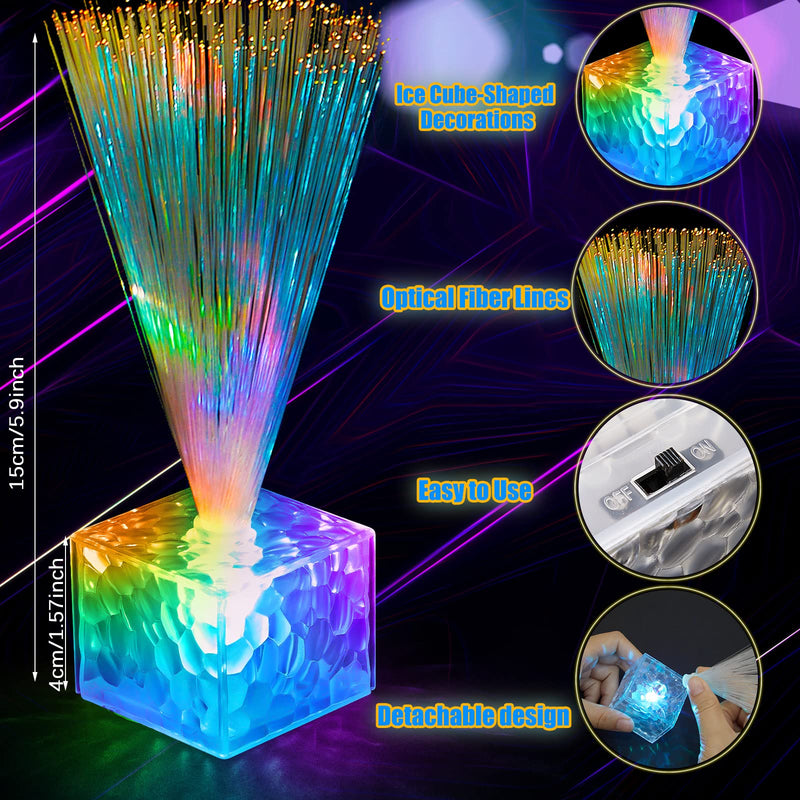 Amylove 16 Pieces Mini Fiber Optic Lamps Bulk 5.5 Inch Small LED Light up Centerpieces for Table Decorations with Crystal Base Battery Powered for Glow in The Dark Party Favors Supplies
