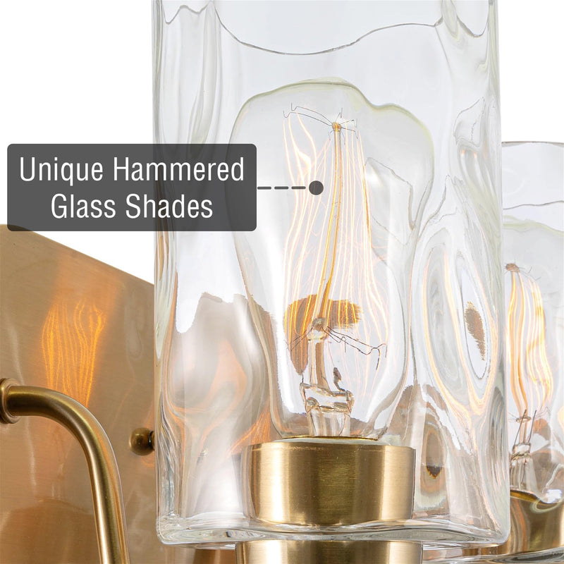 Kira Home Armada II 7" Glass Shades, Clear Hammered Replacement Glass, 1-5/8" Fitter Opening for Threaded Medium Base Socket, 7" x 4", 3-Pack Hammered Glass 4 x 6.5