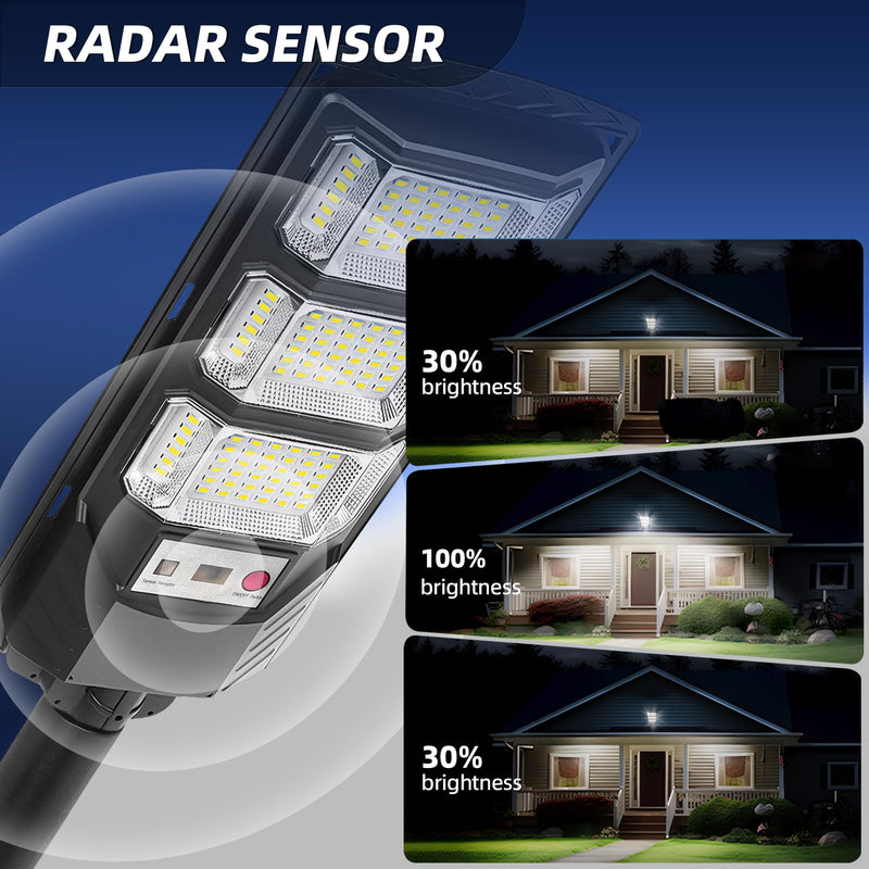 Solar Street Lights Outdoor 2 Pack, 6500K Solar Lights Outdoor Waterproof with Motion Sensor, Lamparas Luces Solares para Exteriores Dusk to Dawn Commercial Lighting for Yard Path 3H2P