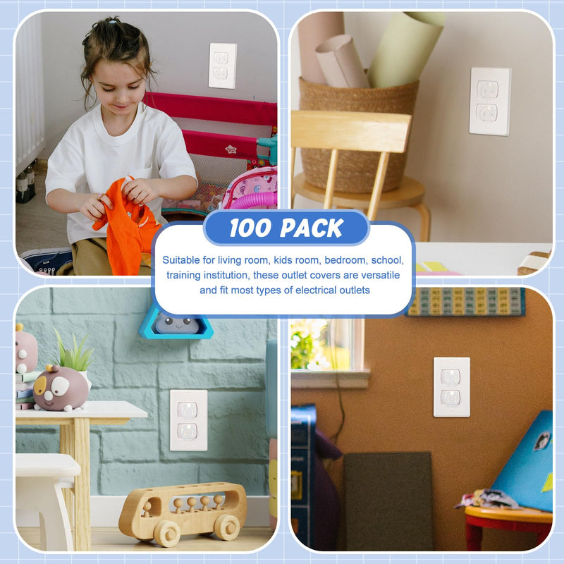 Thyle 100 Pcs Outlet Covers Bulk Child Baby Proofing Proof Plug Covers for Electrical Outlets Easy Install Socket Sturdy Safe Secure Baby Proofing Kit for Home Office Bulk(2 Prong) 2 Prong