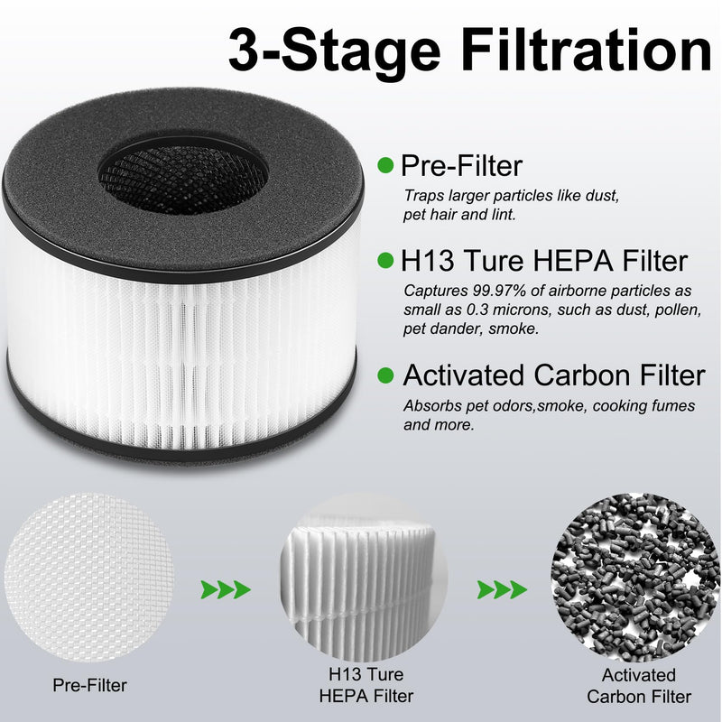 BS-03 Replacement Filter Compatible with PARTU & Slevoo BS03 Air Purifier