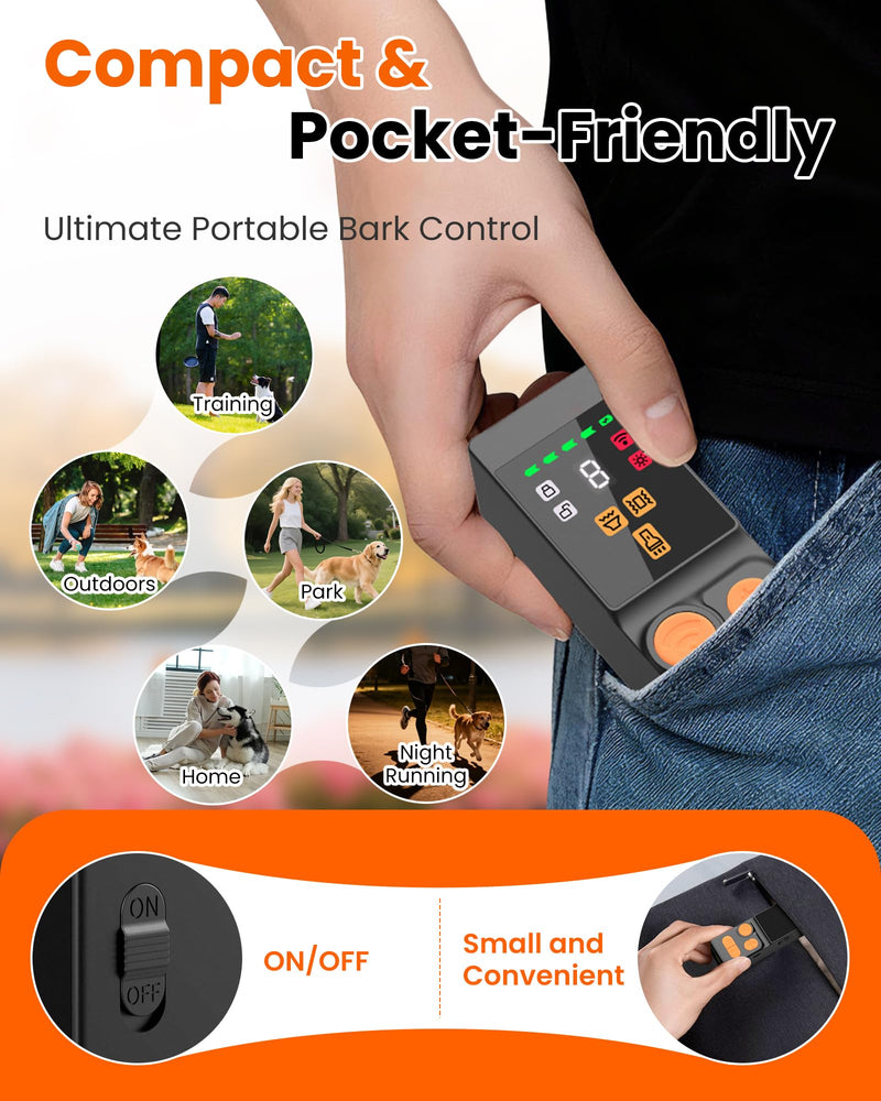 4X Ultrasonic Dog Bark Deterrent Devices, Anti Barking Device for Dogs with 10 Modes, 45FT Range, Rechargeable & Safe Bark Control for Indoor/Outdoor Use (Black+Orange) Black+Orange