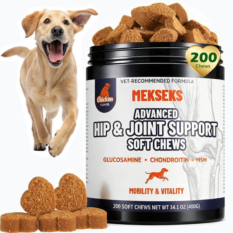 Advanced Dog Hip Joint Health Supplement Chews, Glucosamine for Dogs + Chondroitin, MSM, Turmeric & Green Lipped Mussel, Support Mobility, Pain Relief for Senior All Breeds Soft Chewable Treats White