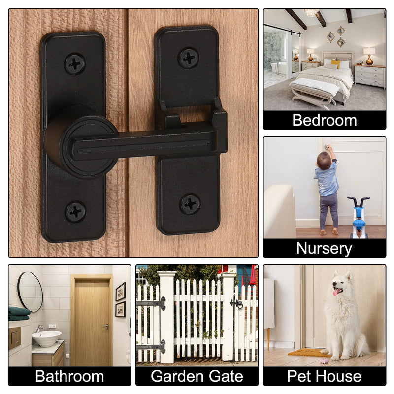 uxcell Barn Door Lock Latch, 180 Degree Sliding Barn Door Locks, Security Gate Latches for Barn, Gate, Garden, Cabinet, Closet, Window, Black