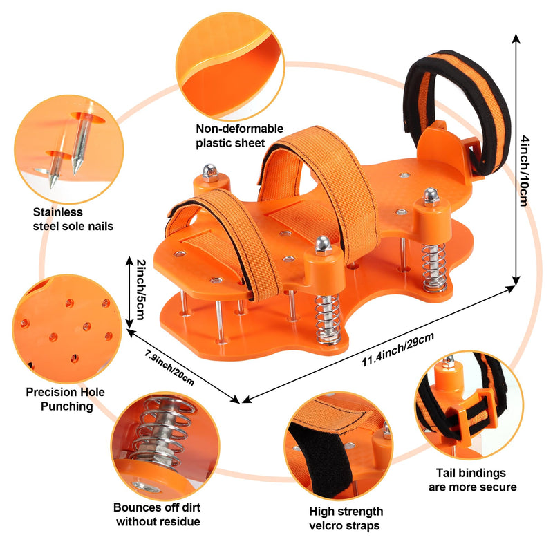 NAZZO Double Layer Lawn Aerator Shoes, Springs Design, Not Stained with Soil and Leaves, Soil Yard Aerator Tool for Aerating Patio Garden, Orange, Registered Patent