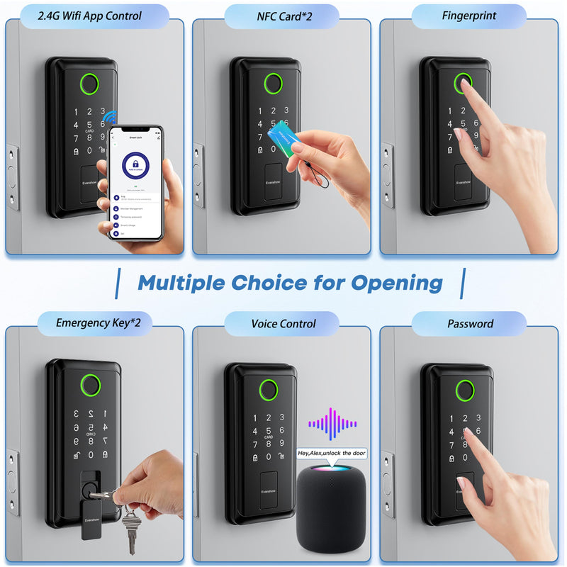 Keyless Entry Door Lock,Smart Keyless Entry Door Lock, Fingerprint Smart Locks for Front Door,Smart Deadbolt Lock, Built-in Wi-Fi APP Control-Passcode Remotely, Easy Installation