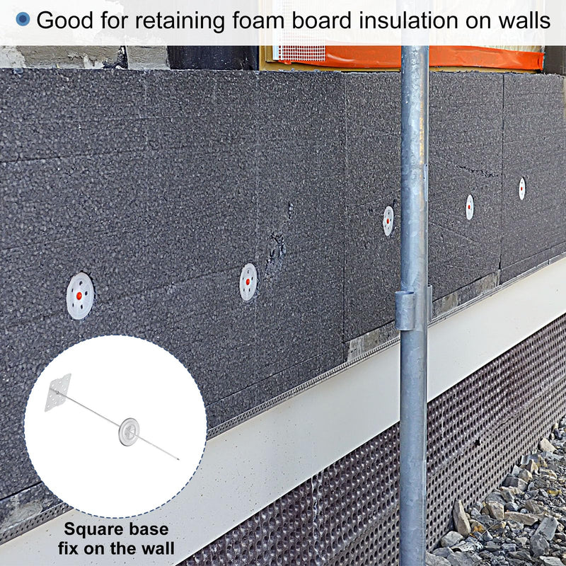 PATIKIL 150mm Perforated Insulation Pins with Round Washer,50 Sets 2in Insulating Nails Wall Plug for Fixing Foam Boards to Wall or Ceiling