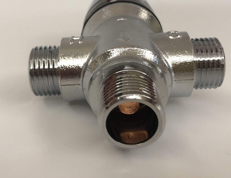Three-way Thermostatic Mixing Valve,1/2NPT Connections,Solid Brass