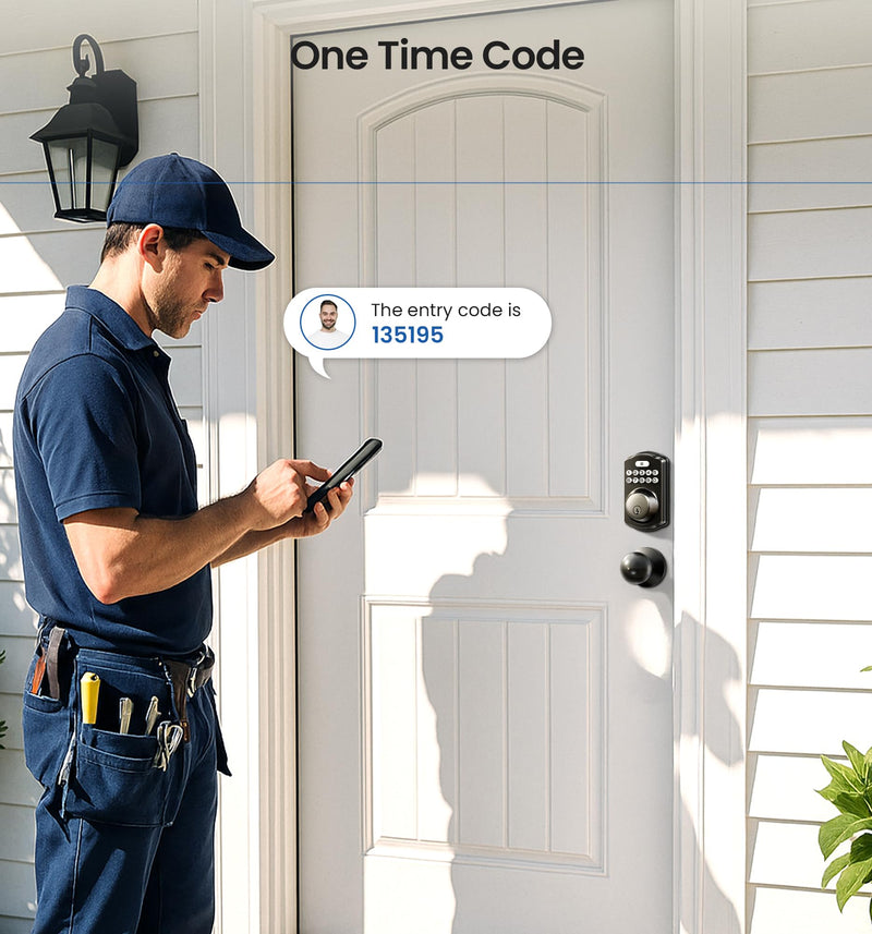 Veise Keyless Entry Door Lock with 2 Knobs, Electronic Backlit Keypad Deadbolt with Handle Set, Auto Lock, One-time Codes, Smart Deadbolt for Front Door, Easy Installation, Matte Black Knob