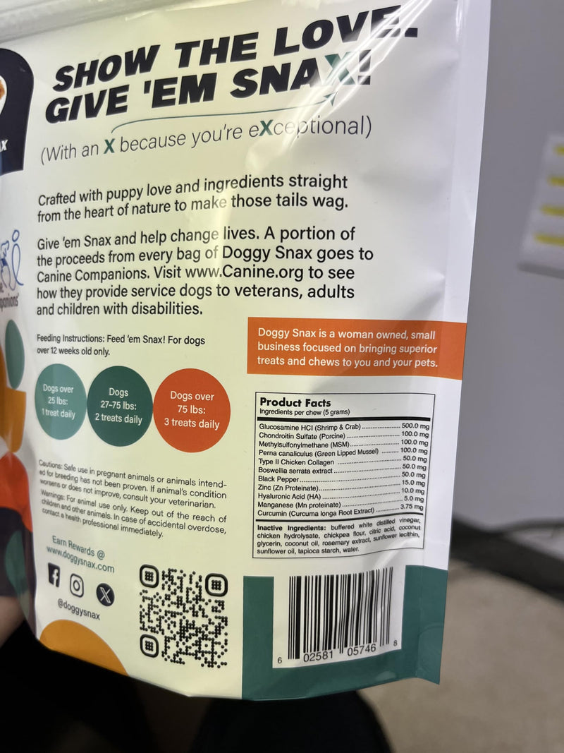 Hip Hip Oh Yay! Canine Hip & Joint Supplement Soft chew with Glucosamine, Chondroitin, Green Lipped Mussel, MSM, Hyaluronic Acid, Boswellia and so Much More!