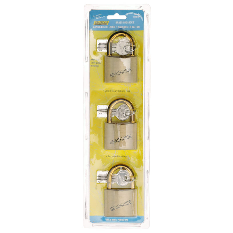 Seachoice Solid Brass Padlock, 1.25 in 2 In. 3 Keys