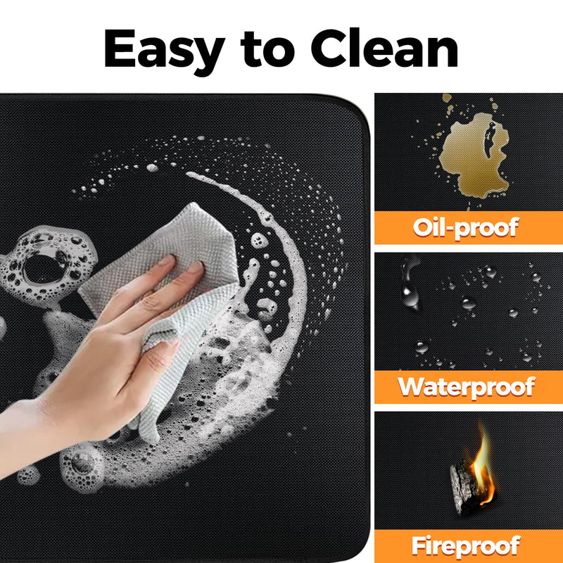 Fireproof Fireplace Rug for Home Protection, 3'6'' x 2' x 0.04'', Black 2' x 3'6" (Rectangular)