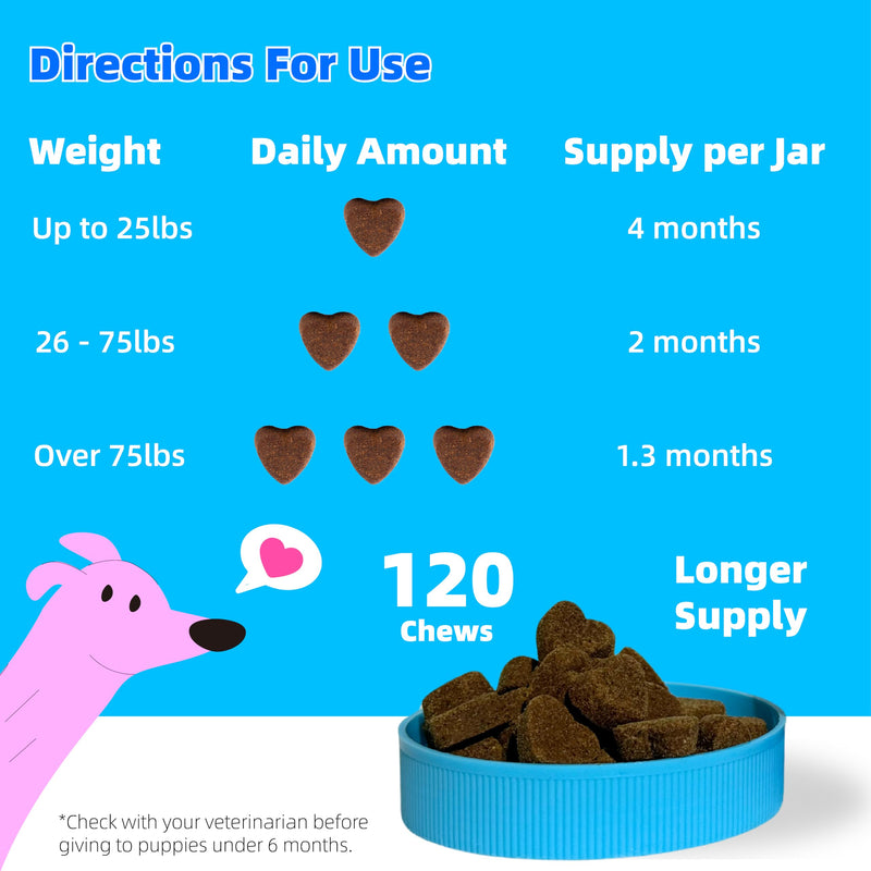 Advanced Hip & Joint Supplement for Dogs - 120 Soft Chews - Glucosamine, MSM, Chondroitin, Natural Anti-Inflammatory Formula for Optimal Mobility Support - PawsPlanet Australia