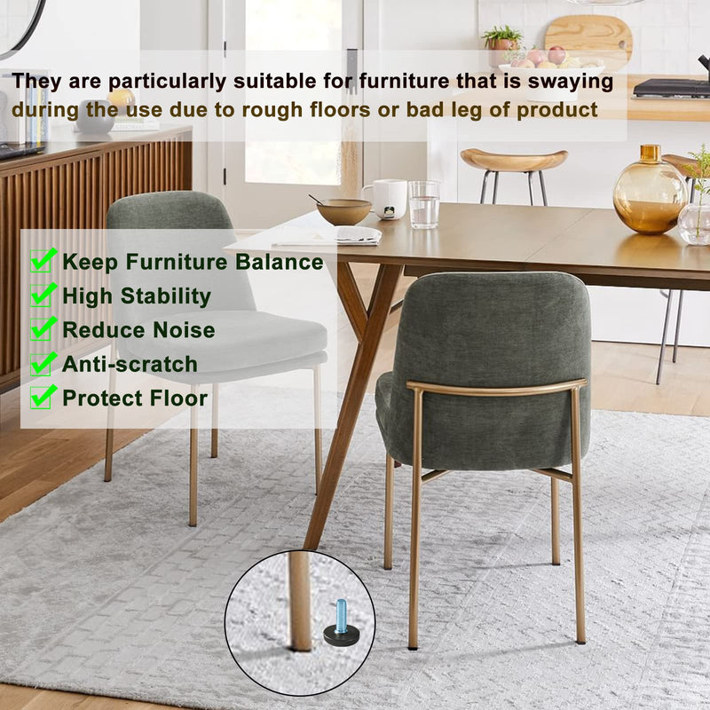 WAFJAMF 24 PCS M6 Thread Adjustable Furniture Levelers Screw in Threaded, Adjustable Levelers Feet Screw On Furniture Glide Leveling for Table, Chair, Furniture Legs (M6 Thread)