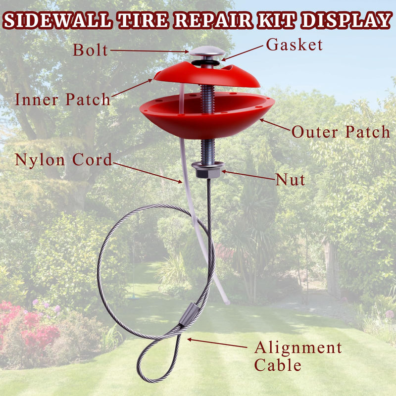 Sidewall Tire Repair Kit Portable Side Wall Slug Emergency Repair Tool Compatible with ATV SXS Can-Am Jeep Tractor Polaris RZR Trailer Lawnmower Less Than 1.5 Inches Side Tear Length Patch
