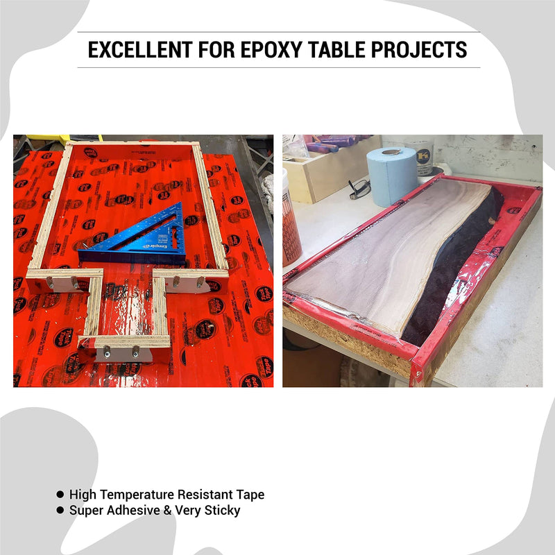 Construction Sheathing Tape, Epoxy Resin Tape, 2.4 in x 180 ft (Red) Red