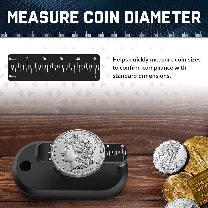 Coin Ping Tester - Resonant Ping Sound Detection and Diameter Comparison for Coin Authenticity, Portable and Easy-to-Use, Black
