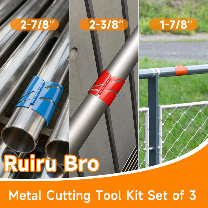 Metal Pipe Cutting Guide 3 Packs, Pipe Saddle Template, Pipe Marking Tool, Magnetic Pipe Notching/Coping Tool for Precision Cutting Angles at 22.5°, 45°, 90°(Multi-Size Pack 1-7/8", 2-3/8", 2-7/8") 3 Sizes